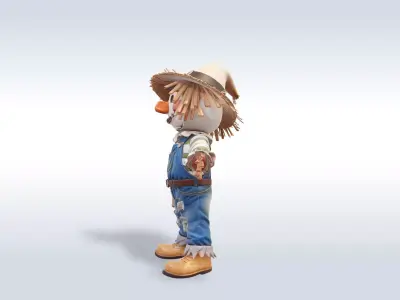 Adorable Scarecrow Halloween Character 3D model