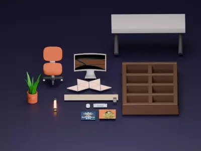 Low Poly Interior Room Low-poly 3D model