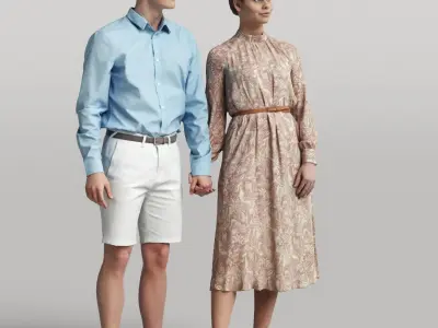Humano Man Woman - Couple holding hands 051213 3D model