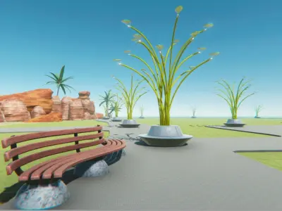 Lamp and Bench 3D model
