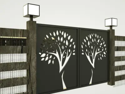 coop 3d model parking lot with fence in middle 3D model