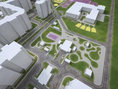 Urban Area 04  Low-poly 3D model