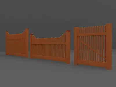 Wood Fence Low-poly 3D model