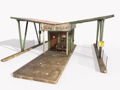 Old Park Entrance And Ticket Booth 3D model