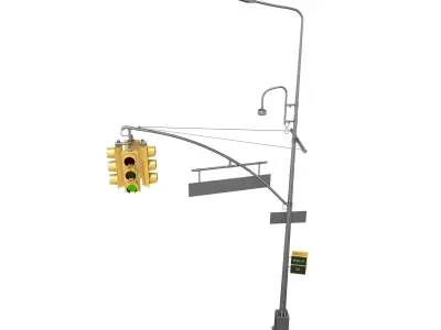 Street Light With Traffic Light 3D model