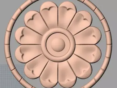 Furniture decoration round flower 3D STL model for CNC E930 3D model