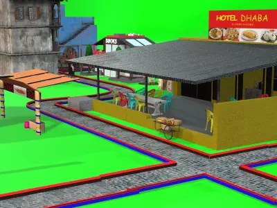 Stylized Ruined City  Game Environment and Sci Fi Icon Pack 3D model