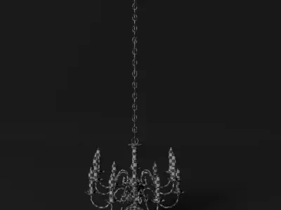 Chandelier with candles hanging from it 3D model