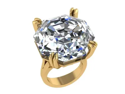 Ring279 octagon diamond ring 3D print model