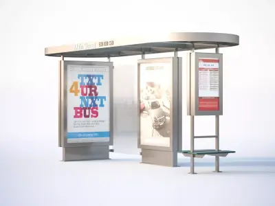 Roofed bus stop 3D model