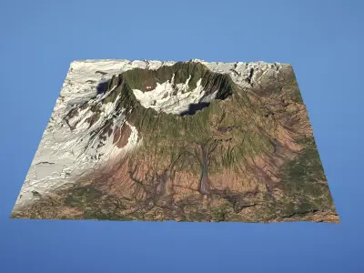 Landscape Environment Volcano Snow 02 Low-poly 3D model