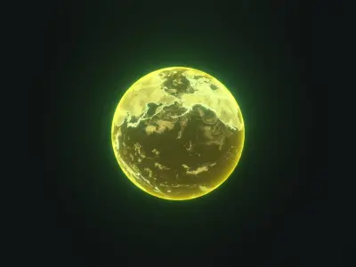 Yellow Hologram Planet Earth Hologram Sci-Fi 3D Model Low-poly 3D model