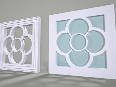 Highpoly Square Gothic Window Type5 3D model