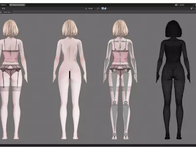 Lingerie clothes 0014 - Rig -Unreal - Unity - Blender - Animated Low-poly 3D model
