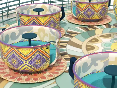 Tea Cup Carousel Low-poly 3D model