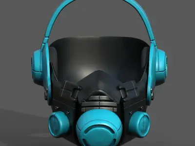 Gas mask helmet 3d model military combat  Low-poly 3D model 3