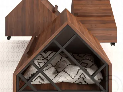 Grid pet House Low-poly 3D model