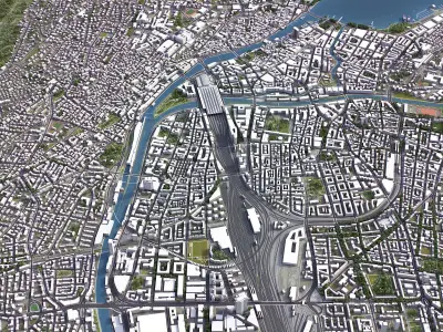 Zurich Low-poly 3D model