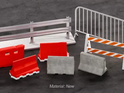 Traffic GameReady Barriers Pack Low-poly 3D model