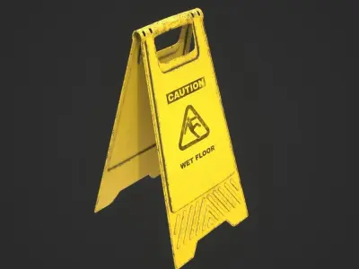 Wet Floor Sign Low-poly 3D model