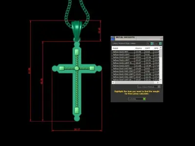 High Cross Pendant Light Gold 18K 4CP078 3D print model