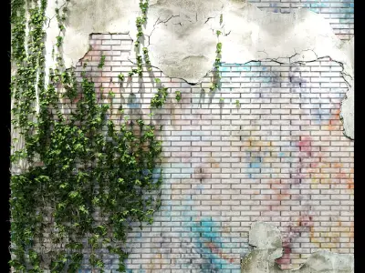  Grunge brick wall 3D model