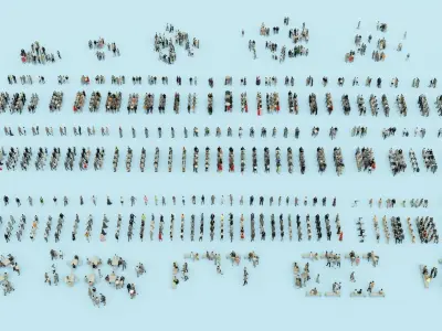 10X HDRI SKY VOL04 - ULTIMATE SPEED 3D CROWDS - PEOPLE 3D Model Pack