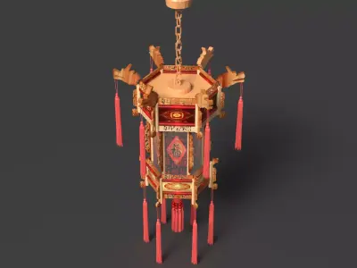Chinese Palace Lantern  Low-poly 3D model 9