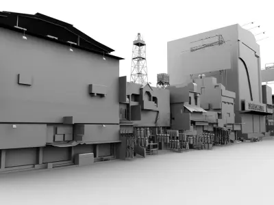 market bazaar street 2 road 3d model 3D model