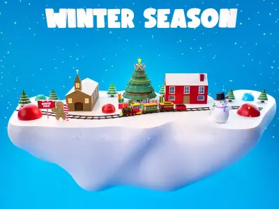Winter Scene Low-poly 3D model