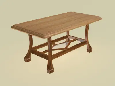 Classical wooden dining table Free low-poly 3D model