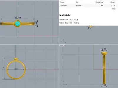 Solitaire Tri stackable rings 3dm stl renders details 3D print model