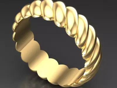 Light Gold Diamond Men Ring 2MR097 3D model