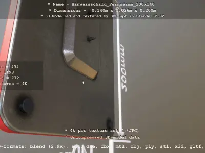 Hinweisschild Fernwaerme 200x140mm Low-poly 3D model