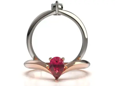 Solitaire Pear Cut Engagement Ring R 56 3D print model