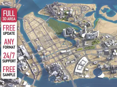 Al Reem Island - Abu Dhabi - 3D City Model Low-poly 3D model