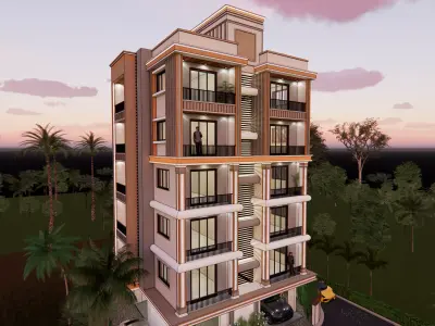 Modern Apartment Building - Luxury Residential Housing 3D model