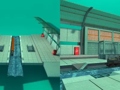 Train Enviornment for Gaming Low-poly 3D model