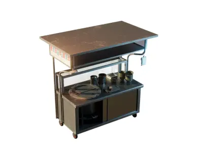 Asian Night Market Noodle Stall Cart PBR Street Food Asset Low-poly 3D model