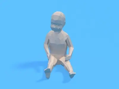 Low Poly Baby Sitting On The Floor Low-poly 3D model