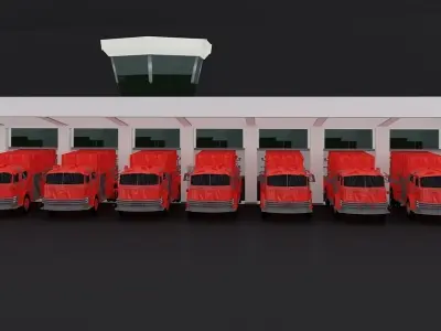Fire Station Low-poly 3D model