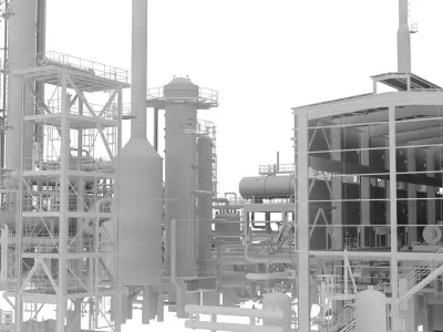 Oil Refinery Low Poly Model Low-poly 3D model