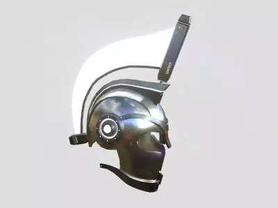 SciFi Spartan Helmet 07 Aluminum - Character Design Low-poly 3D model