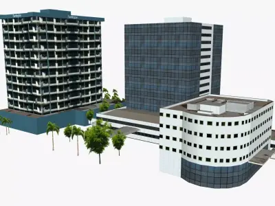 Huntington Apartments Low-poly 3D model