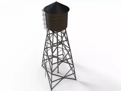 Old water tower Low-poly 3D model get