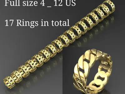 Link Chain Ring full size 4-12 US 3D print model
