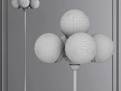 Modo Floor Lamp 5 Globes Bronze and Smoke Glass 3D model