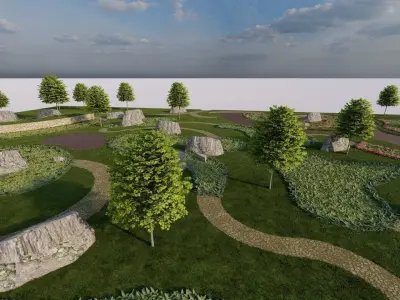 public park-Private Park Landscape 3D model