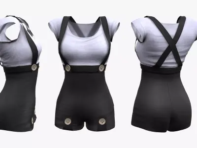 Steampunk Romper Outfit Low-poly 3D model