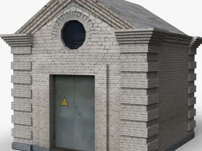 Small bulding 2 Old Electrical Substation Low-poly 3D model